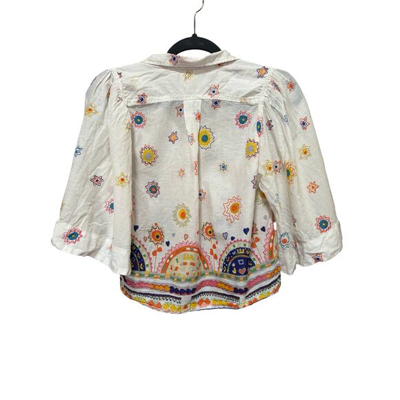 Anthropologie Eliot Embroidered Cotton Popover Blouse XS Boho Top - Picture 6 of 8